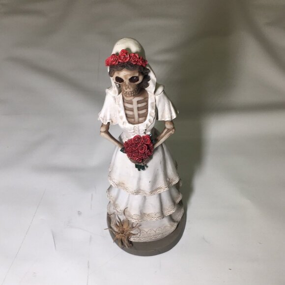 🛑 SKELETON ➕🆒 FIGURINE Bride Red Roses Halloween Day of Dead Decor 💸BUY NOW‼️ - Picture 12 of 16
